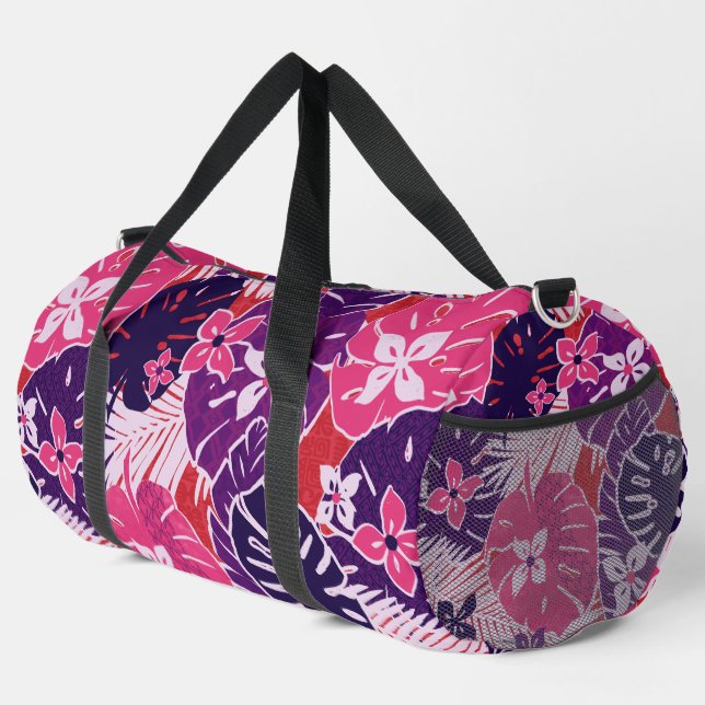 Hawaiian tropical flowers aloha print duffle bag (Right Corner)
