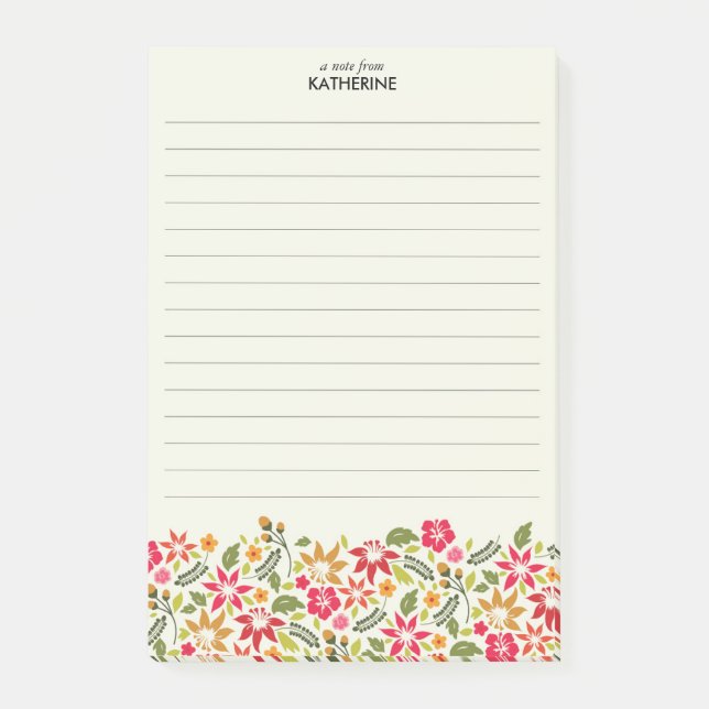 Hawaiian Tropical Flowers - Lined Post-it Notes (Front)