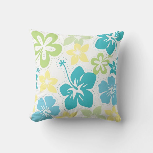 Hawaiian Tropical Hibiscus Floral throw pillow (Front)