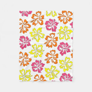 Hawaiian Tropical Hibiscus Flowers Floral Print Fleece Blanket