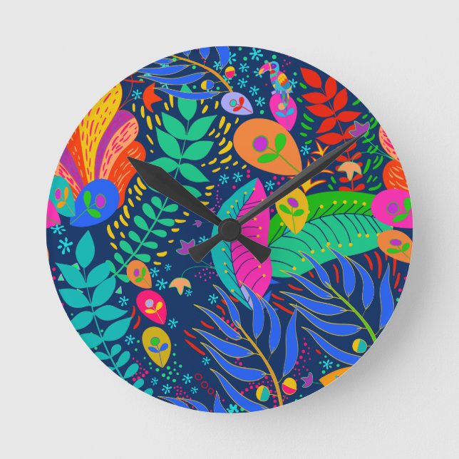 Hawaiian Tropical Jungle Round Clock (Front)