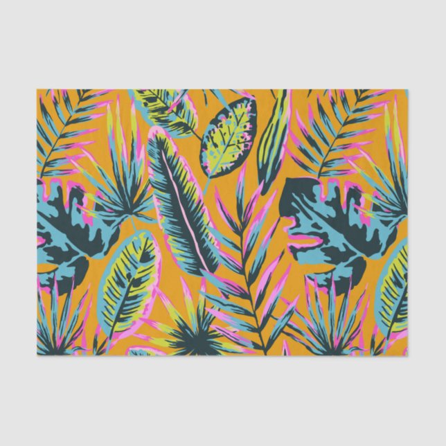 Hawaiian Tropical Leaves And Plants Print Pattern Tissue Paper (Front)