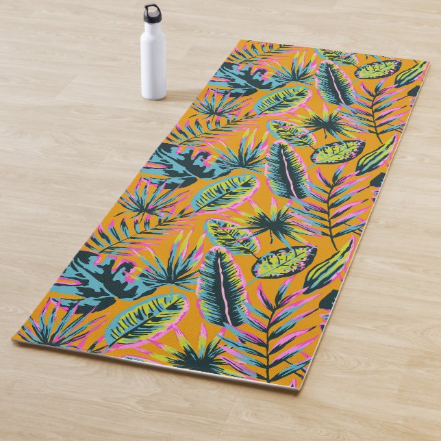 Hawaiian Tropical Leaves And Plants Print Pattern Yoga Mat (In Situ)