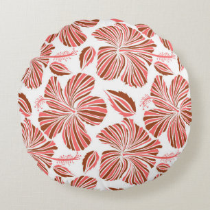 Hawaiian tropical natural floral in brown colours. round pillow