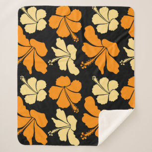 Hawaiian tropical natural floral seamless pattern sherpa blanket