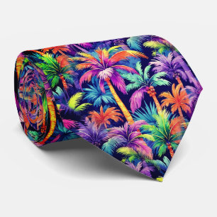 Hawaiian Tropical Palm Tree Pattern Tie