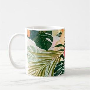 Hawaiian tropical plants, colorful flowers. coffee mug