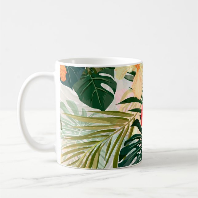Hawaiian tropical plants, colourful flowers. coffee mug (Left)