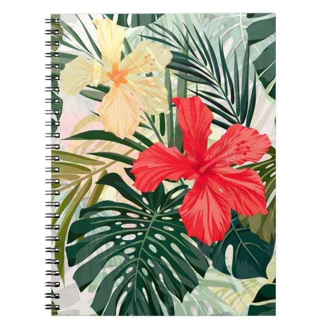 Hawaiian tropical plants, colourful flowers. notebook (Front)