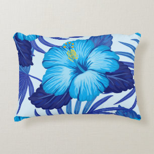 Hawaiian tropical plants, hibiscus pattern. accent pillow
