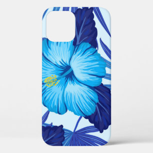 Hawaiian tropical plants, hibiscus pattern. iPhone 12 case