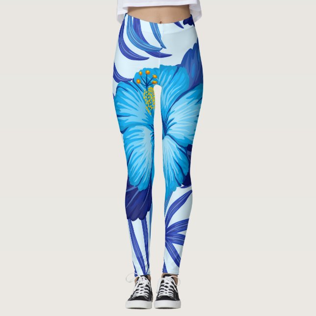Hawaiian tropical plants, hibiscus pattern. leggings (Front)