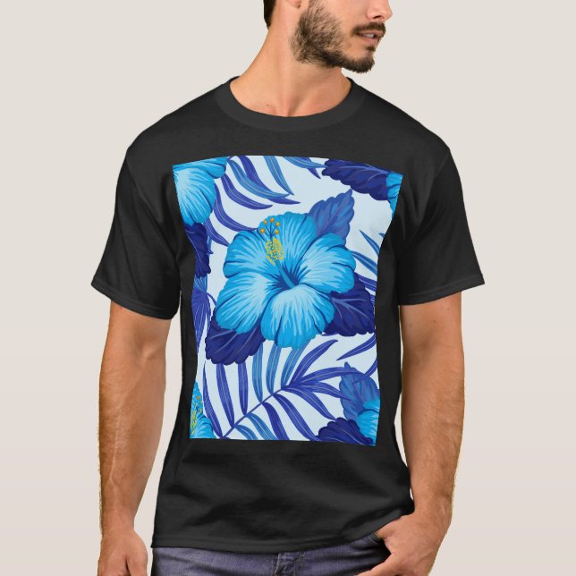 Hawaiian tropical plants, hibiscus pattern. T-Shirt (Front)