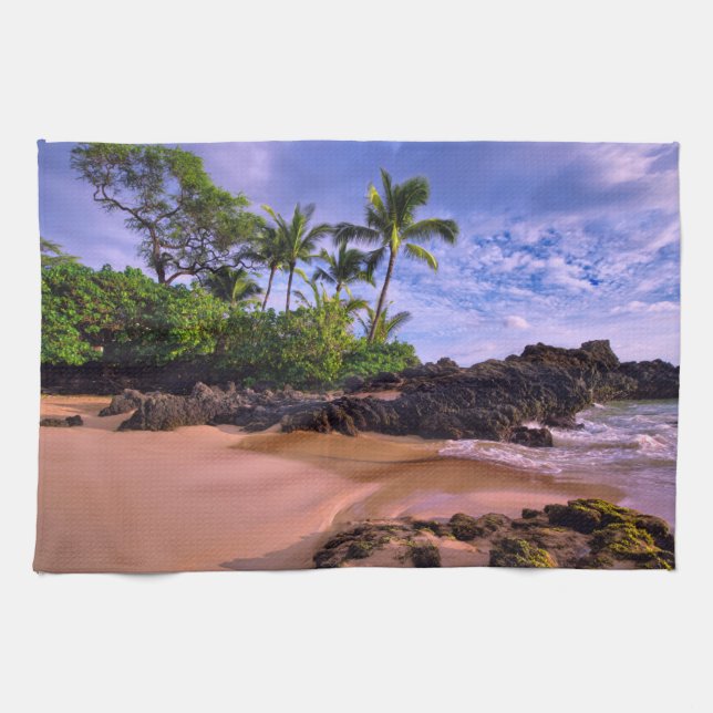 Hawaiian Tropical Sandy Beach Kitchen Towel (Horizontal)