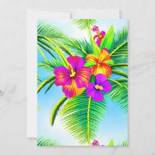 Hawaiian Tropical Seamless Pattern Invitation