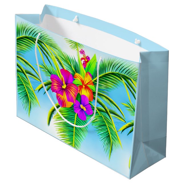 Hawaiian Tropical Seamless Pattern Large Gift Bag (Back Angled)