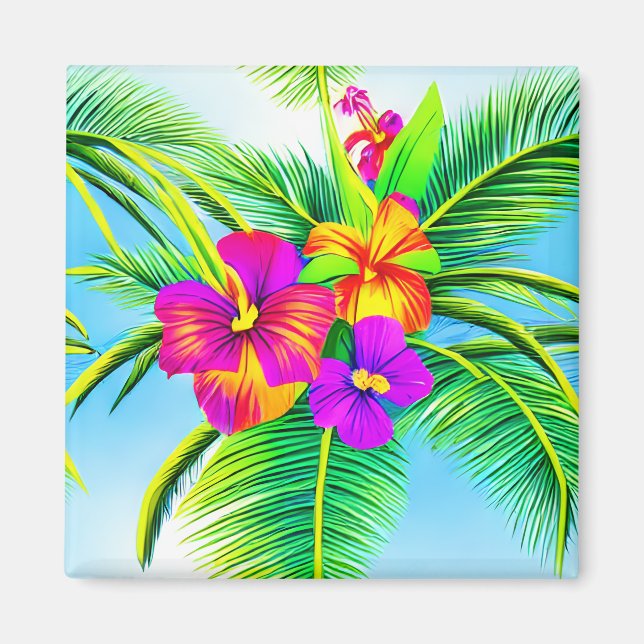 Hawaiian Tropical Seamless Pattern Magnet (Front)