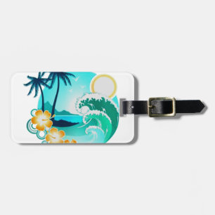 HAWAIIAN TROPICAL SURF ART LUGGAGE TAG