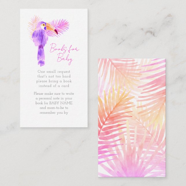 Hawaiian Tropical Toucan Baby Shower Book Request  Enclosure Card (Front/Back)