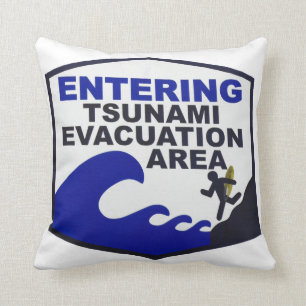 Hawaiian Tsunami Sign Throw Pillow