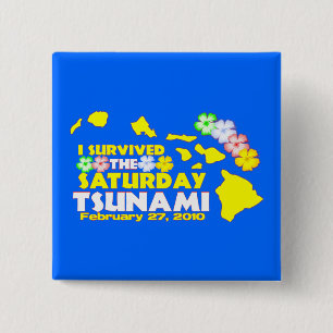 Hawaiian Tsunami Survivor 2 Inch Square Button