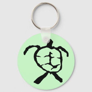 Hawaiian Turtle - black Keychain