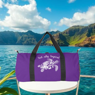 Hawaiian Turtle Fisherman Core Purple Duffle Bag