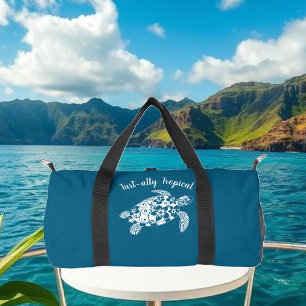 Hawaiian Turtle Fisherman Core Turtle Ocean Blue Duffle Bag