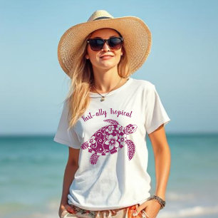 Hawaiian Turtle Turt-ally Tropical Wine Colour T-Shirt