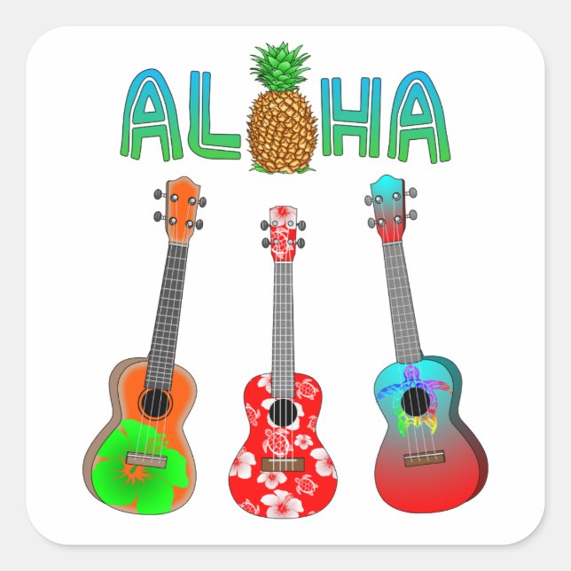 Hawaiian Ukulele Aloha Hawaii Square Sticker (Front)