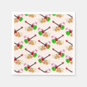 Hawaiian Ukulele Hibiscus Flowers Floral Napkin