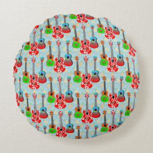 Hawaiian Ukulele Island Music Round Pillow