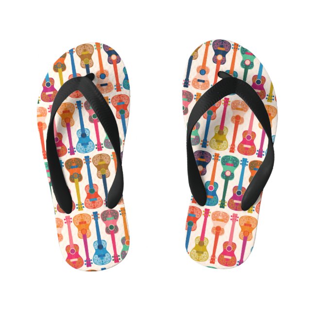 Hawaiian ukulele kid's flip flops (Footbed)