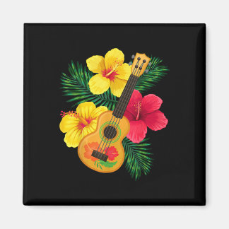 Hawaiian Ukulele Retro Uke Hibiscus Magnet