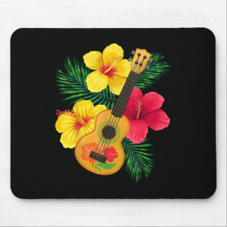 Hawaiian Ukulele Retro Uke Hibiscus  Mouse Pad