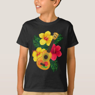 Hawaiian Ukulele Retro Uke Hibiscus  T-Shirt