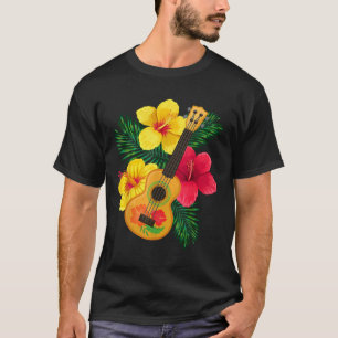 Hawaiian Ukulele Retro Uke Hibiscus  T-Shirt