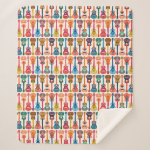 Hawaiian ukulele sherpa blanket