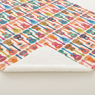 Hawaiian ukulele sherpa blanket