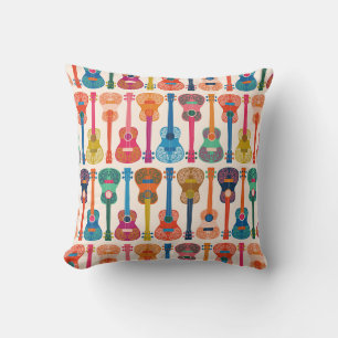 Hawaiian ukulele throw pillow
