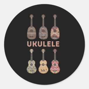 Hawaiian Ukulele Types of Musical Instruments Classic Round Sticker