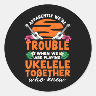 Hawaiian Ukulele Uke Friends Besties Buddies Classic Round Sticker
