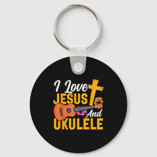 Hawaiian Ukulele Uke Jesus Faith Christian I Love Keychain