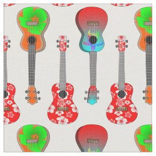 Hawaiian Ukuleles Summer Beach Fabric