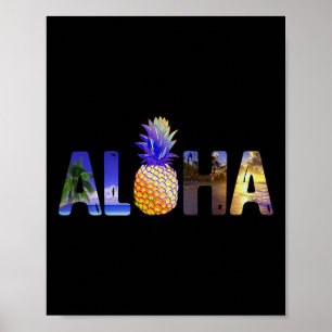 Hawaiian Vacation Pineapple Aloha Hawaii Luau Cost Poster