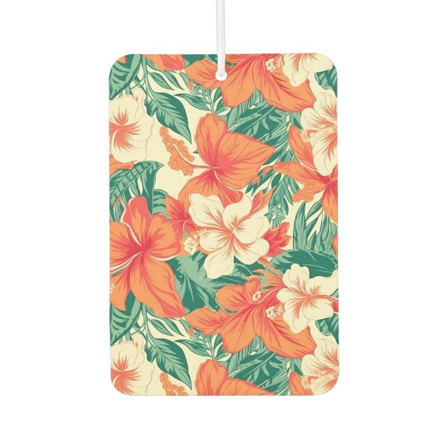 Hawaiian Vibe Colourful Tropical Flowers Pattern Air Freshener (Front)