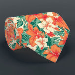 Hawaiian vibe tropical flowers leaves pattern 2 tie<br><div class="desc">Aesthetic,  colourful Hawaiian vibe with tropical flowers and leaves in a seamless pattern. Perfect tie for any occasion.</div>