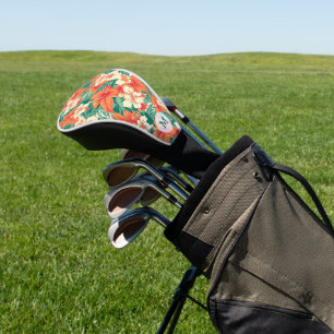 Hawaiian vibe tropical flowers pattern golf head cover