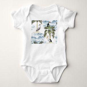 Hawaiian vintage, floral summer pattern. baby bodysuit