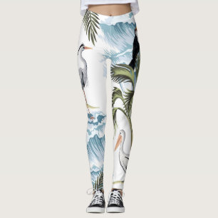 Hawaiian vintage, floral summer pattern. leggings